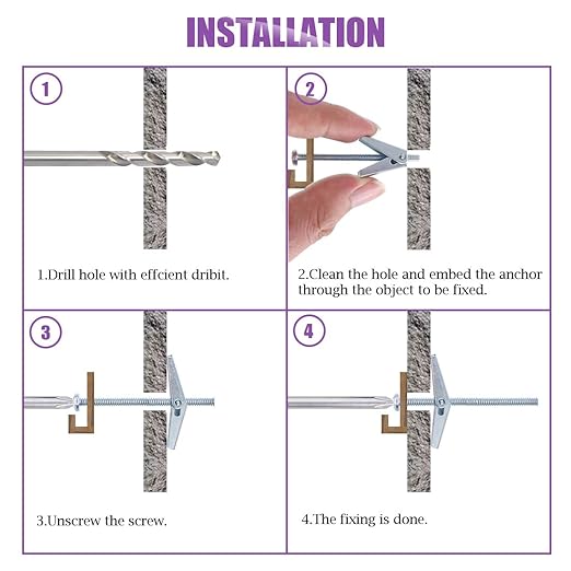 Swpeet Assorted 24 Pcs Toggle Bolt and Wing Nut Kit for Hanging Heavy Items on Drywall - 1/8 Inch, 3/16Inch, 1/4Inch