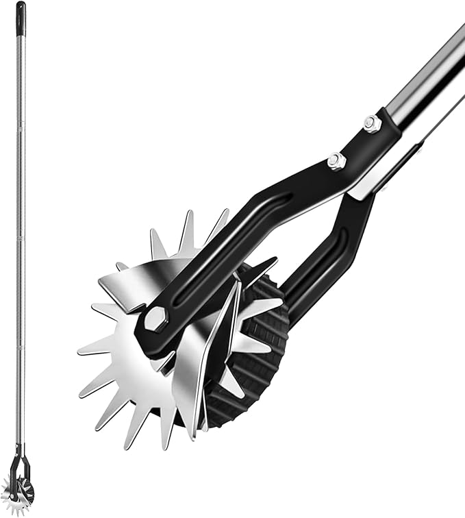 Wheel Rotary Edger Lawn Tool, Sidewalk 66.7Inch Manual Lawn Edger, Grass Edge Trimmer, Adjustable Stainless Steel Handle with Cushion Grip,Soil, Garden and Yard Tool