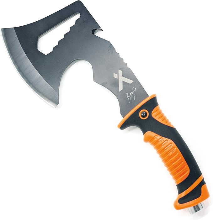 Bear Grylls Ultimate Hatchet, Axe for Camping, Survival, and Backpacking, Includes Sheath, Bottle Opener, Hammer, and Hex Wrench, 3cr13 Stainless Steel - Black Oxide