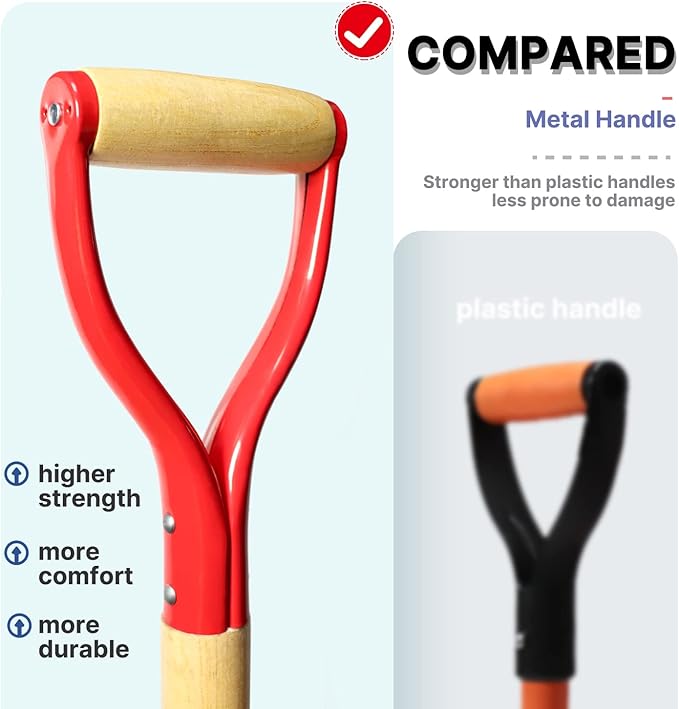 VNIMTI Garden Fork,4-Tine Spading Fork,Compost Fork,Steel Digging Fork,45Inch,Steel Y-Grip,Wooden Handel