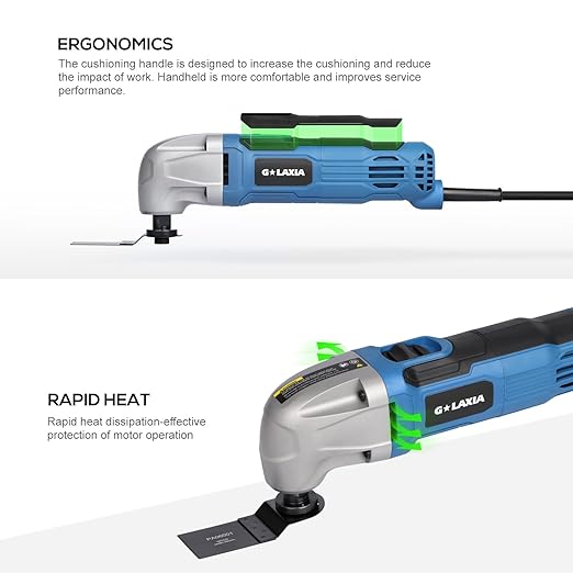 Oscillating Tool, 1.5A Oscillating Multi Tool with with 3° Oscillation Angle, 12 Piece Accessories Scraping, Grinding, Sanding, Cutting