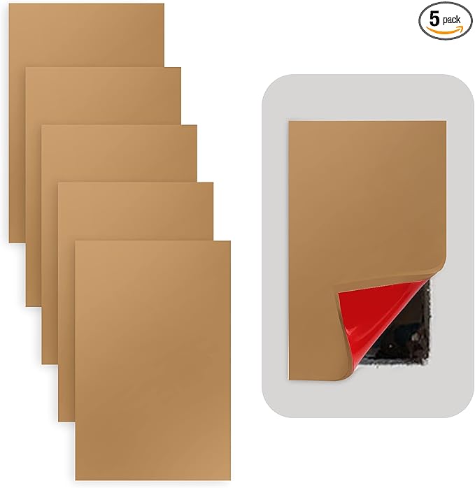 Rubber Bond Self-Adhesive Rubber Wall Outlet Cover Plate 5 Pack - Easy to Apply Peel & Stick Drywall Hole Patch - 5x3 Inch Screwless Blank Wall Plate Cover - Premium Rubber Wall Hole Cover (Brown)
