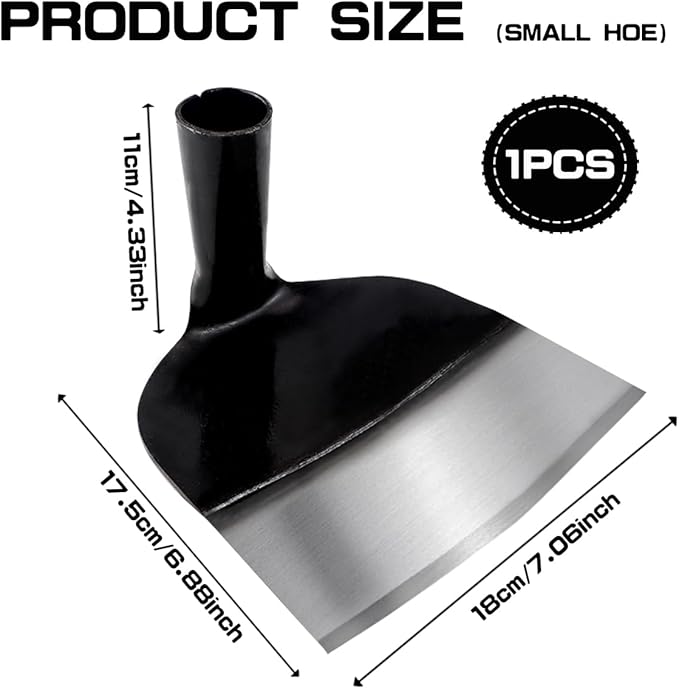 Hand Hoe Head Replacement Round Eye Grub Hoe for Gardening, Soil Loosening, Weeding and Digging(18.5cm)