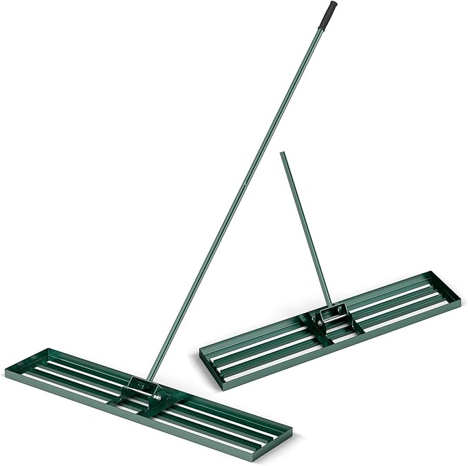 Goplus Lawn Leveling Rake, 46" x 10" Heavy Duty Level Lawn Tool w/ Ergonomic Handle for Soil, Effort-Saving Landscape Rake for Garden, Backyard, Golf Course, Farm, Pasture