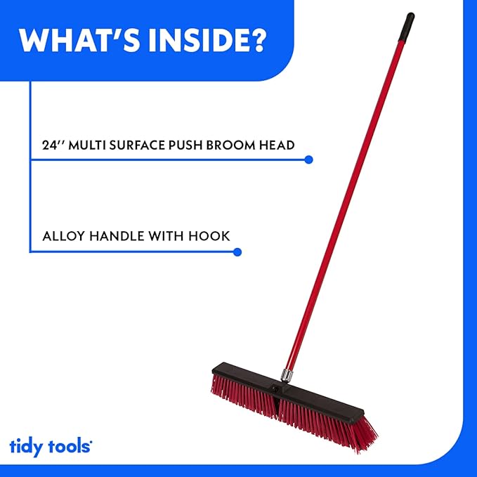 Large 24'' Multi-Surface Push Broom with Alloy Handle