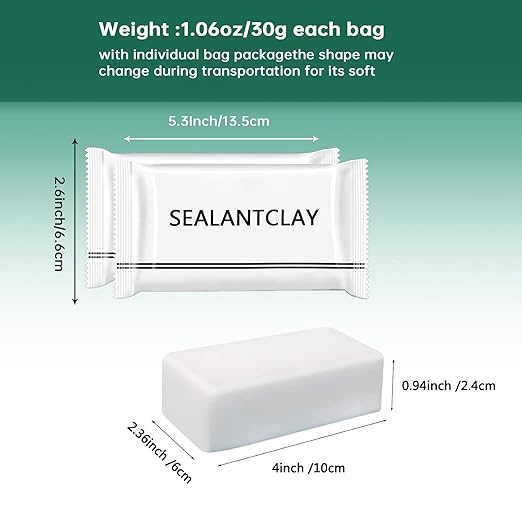 Pack of 50 White Seal Putty Waterproof Duct Seal Repair Sealing Clay, Quick Mending Mud for Drain Connection, Wall Hole, Air Conditioning Hole