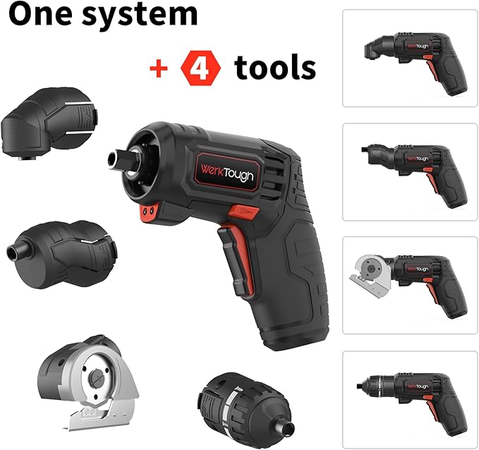 4V Cordless Rechargeable Screwdriver,Max 10Nm Electric Power Screwdriver Set with Cutting Head for Plastic/Fabric/PVC/Cardboard, 1500mAh Fast USB-C Charging, 27 Bits