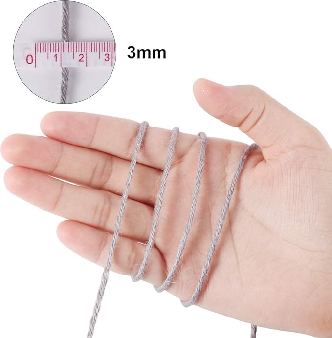 Vivifying 3mm Gray Twine, 328 Feet Strong Jute Rope for Garden, Wrapping, Crafts, Bundling and Decoration