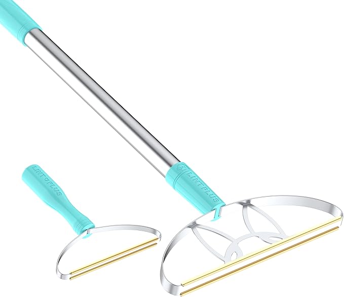 Ultra & Pro LINTPLUS Combo – 63” Long Carpet Rake for Pet Hair + Pro Attachments – Heavy Duty Stainless Steel Handle, Stand-Up Design – Effortless Fur & Lint Removal for Large Rugs, Carpets, Floors