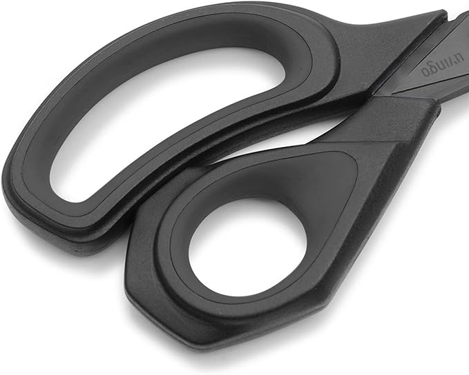 LIVINGO 9.5” Sharp Fabric Scissors, All Purpose Heavy Duty Titanium Coated Premium Forged Stainless Steel Tailor Dressmaking Sewing Shears Comfort for Cutting Leather, Crafting Home Office Use, Black