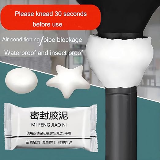 TIANKRYYDS 5-Pack White Seal Putty Waterproof Duct Seal Repair Sealing Clay, Quick Mending Mud for Drain Connection,Air Conditioning Hole, Wall Hole