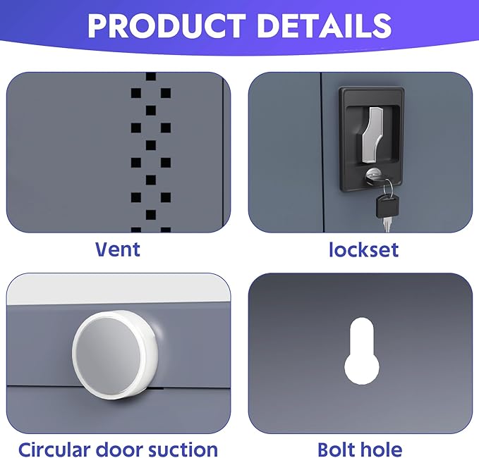 KAER Metal Garage Storage Locker 72" H Garage Cabinets with 2 Doors 4 Adjustable Shelves and Tool Board Tool Cabinets for Warehouse Basement Home Office - Assembly Required