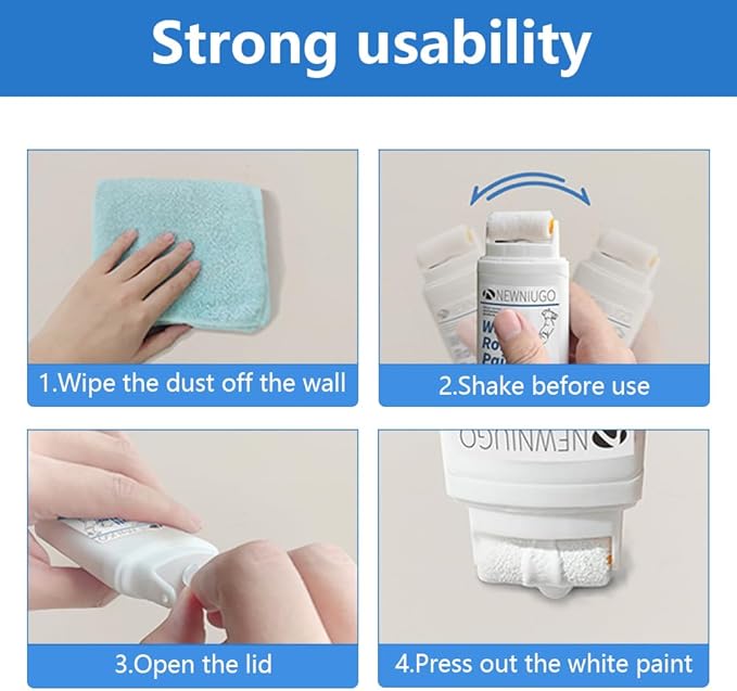 White Paint,White Wall Paint Repair Roller - Portable Coating Tool for Easy Graffiti & Stain Removal | Water-Based Formula (100g, White)