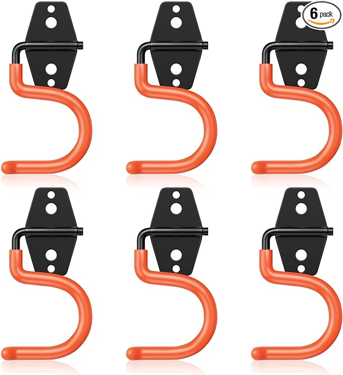 6 Pack Metal Garage Hooks, Heavy Duty S Hooks Tool Hangers for Garage Wall, Shed, Garden Storage Organizer