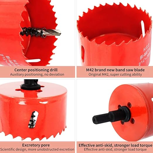 Hole Saw Kit - 7PCS Power Drill Tool Set for Wood, PVC, Aluminium, Drywall (20-55mm)