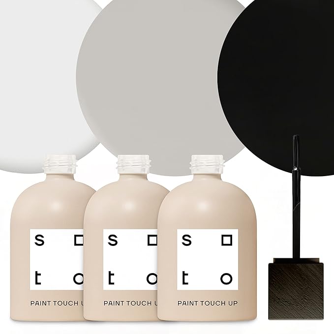 soto Paint Touch Up, Set of 3, 1.5oz Multi-Surface, Matte Finish (Greys & Black) - Grey + Black Scratch Repair for Furniture, Walls, Cabinets, Trim, Doors, Indoor/Outdoor