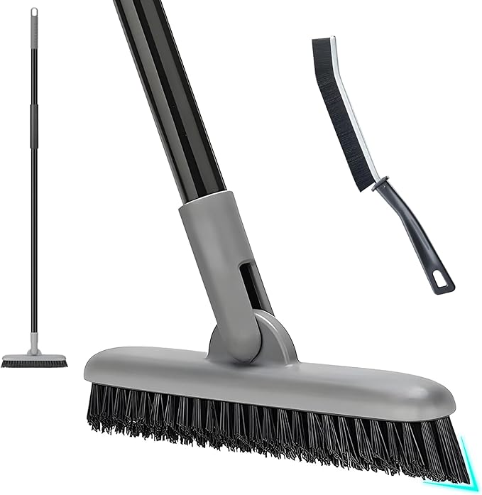 Grout Brush with Long Handle, 49'' Tile Cleaner Tool for Shower, Floors Scrubber for Bathroom Cleaning