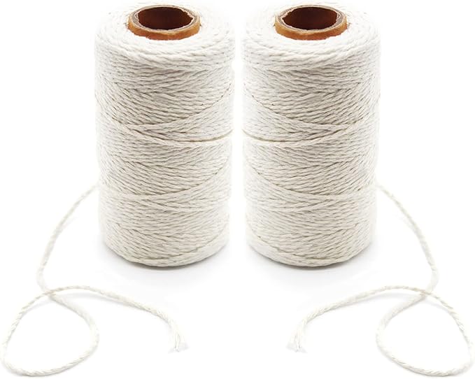 Benvo 656 Feet Cotton Cooking String 2mm Natural Jute Twine 2 Ply String Rope Cord for Baking, Butchers, Sausage, DIY Arts and Crafts - Beige