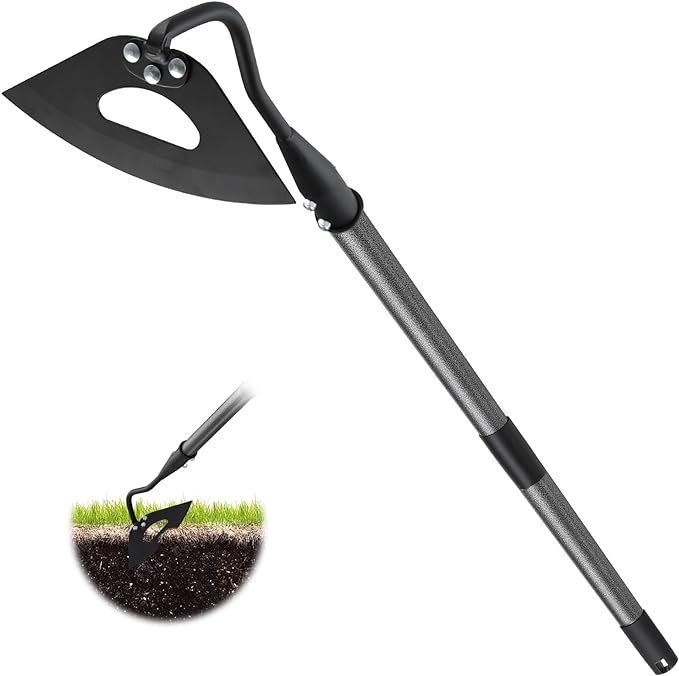 Garden Hoe for Weeding,Heavy Duty Weeding Hoe for Fast Weeds Grass Removal,Loosening Soil Digging Planting Ridging,55 Inch Long Handle,Hardened Hollow Eye Hoe Garden Tools for Garden Flower Beds