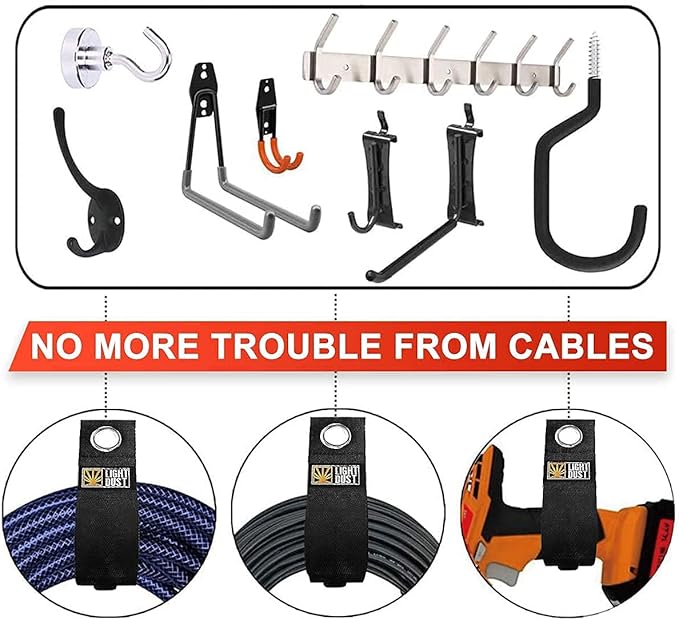 22PCS Heavy Duty Storage Straps Garage Organization Tool Organizers and Storage Fastening Straps Cord Wrap Keeper, Cable Straps for Cords, Hoses, Rope, RV, Boat, and Garage Storage and Organization