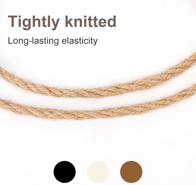 7 mm Jute Rope, 328 Feet Hemp Rope, Heavy Duty Jute Twine for Cat Scratch Post, Climbing Plants, Balcony Guardrail