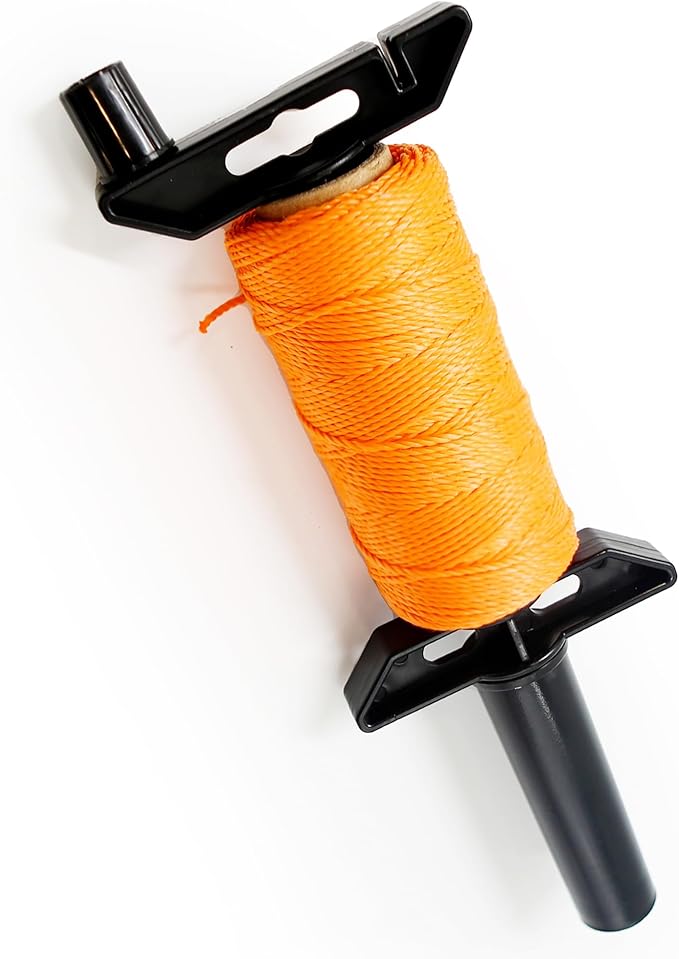 Mason Line String Twisted Twine for Bricklaying, Fencing, Gardening & DIY, 393ft Rolls (Orange, Pink, White, Green) & 262ft Rolls (Set 3 roll and Handle) – 1.3mm Thick Construction Twine