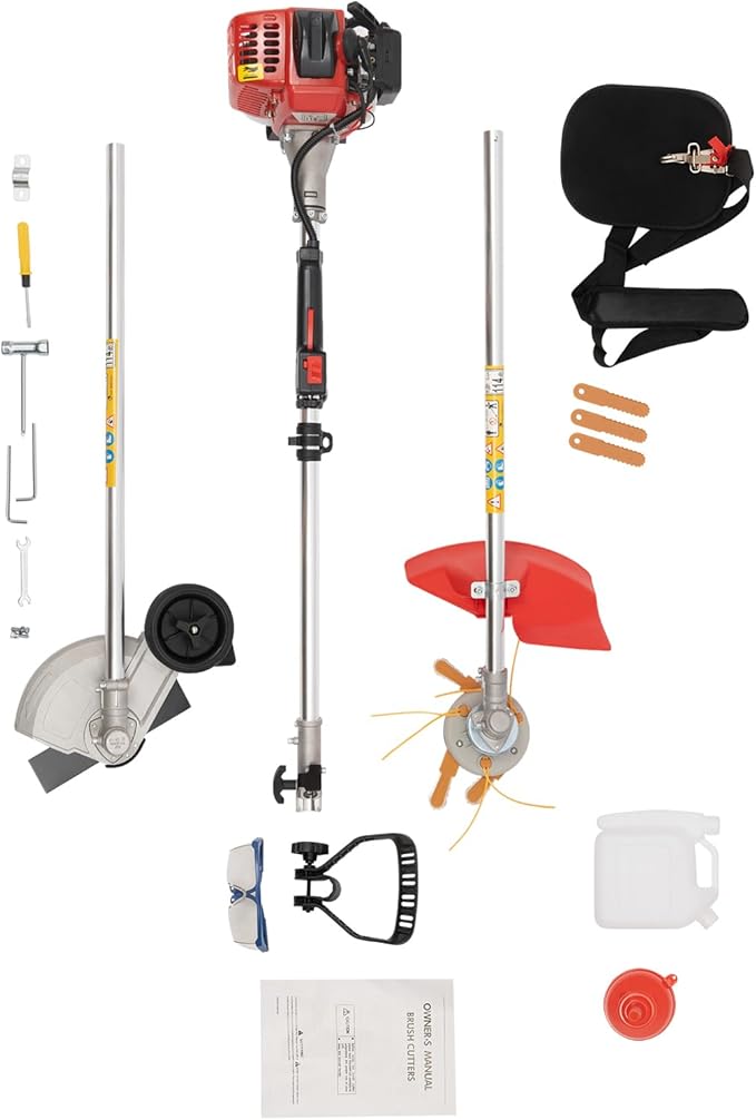 26CC 2-Stroke Weed Eater Gas Powered Weed Wacker, 2 Blade Heads Cordless Lawn Edger Gas Weed Trimmer with Shoulder Strap and Goggles Grass, Trimmer Tools for The Garden and Yard