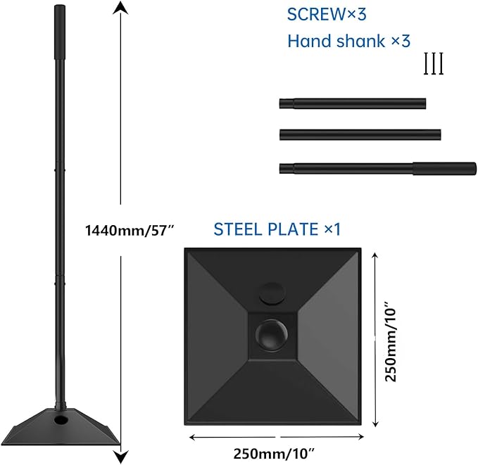 New multi purpose steel tamper with water-filled weighting and rubberized handle, 10x10in-57in, 3-section handle for compacting soil gravel asphalt and driveways, garden and landscaping tools