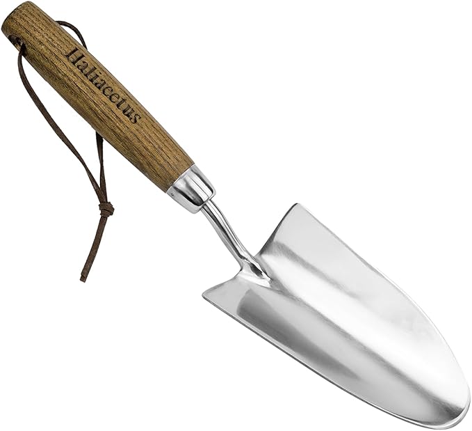 Haliaeetus Garden Trowel, Bend-Proof Stainless Steel Hand Trowel, Trowel Garden Tool with Comfortable Grip Wood Handle, Large Shovel Head Gardening Trowel for Potting up Plants and Digging in Plants