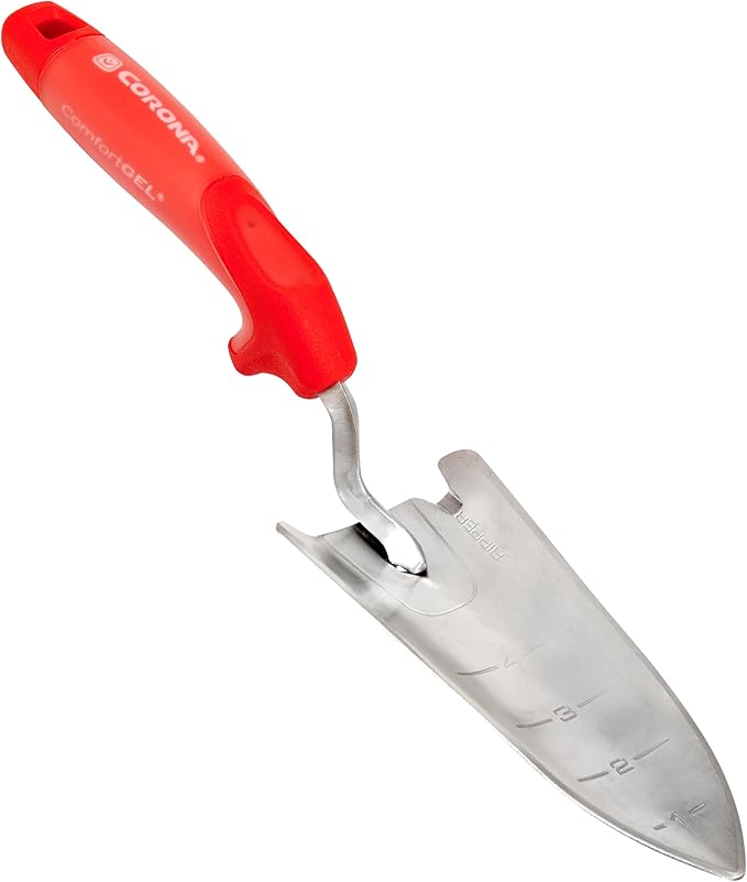 Corona CT 3314 Premium Stainless Steel ComfortGEL Garden Trowel, 13.5" Overall Length, Handle Length 7", Red