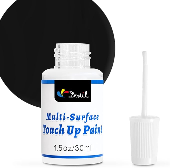 DWIL Black Paint for Metal - Appliance Touch Up Paint, Multi Surface Scratch Repair for Refrigerator, Enamel, Door, Cabinets, Wood, Microwave, 1.5 Fl Oz(Black)