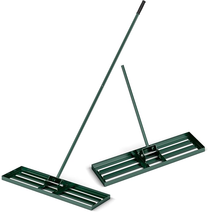 Goplus Lawn Leveling Rake, 36" x 10" Heavy Duty Level Lawn Tool w/ Ergonomic Handle for Soil, Effort-Saving Landscape Rake for Garden, Backyard, Golf Course, Farm, Pasture