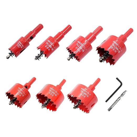 Hole Saw Kit - 7PCS Power Drill Tool Set for Wood, PVC, Aluminium, Drywall (20-55mm)