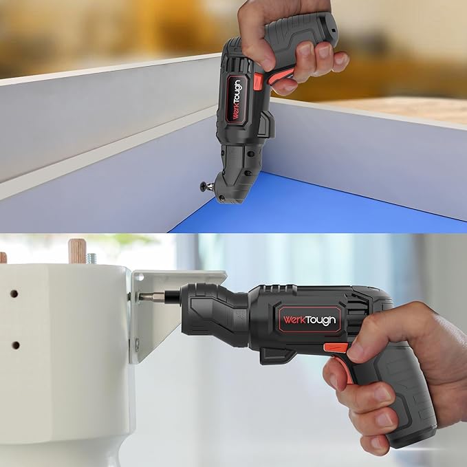 4V Cordless Rechargeable Screwdriver,Max 10Nm Electric Power Screwdriver Set with Cutting Head for Plastic/Fabric/PVC/Cardboard, 1500mAh Fast USB-C Charging, 27 Bits