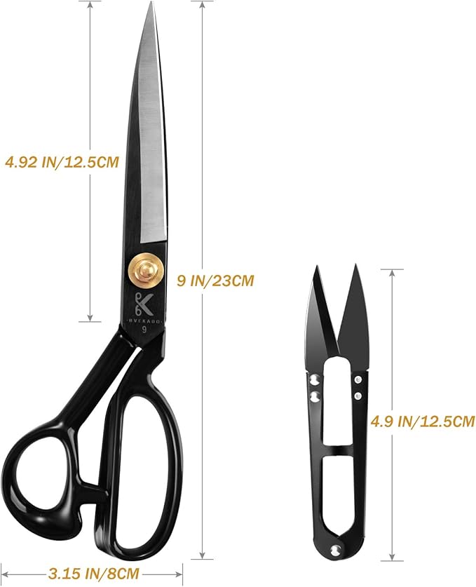 Sewing Scissors, 9 Inch Fabric Dressmaking Scissors Upholstery Office Shears for Tailors Dressmakers, Best for Cutting Fabric Leather Paper Raw Materials Heavy Duty High Carbon Steel(Right-Handed)