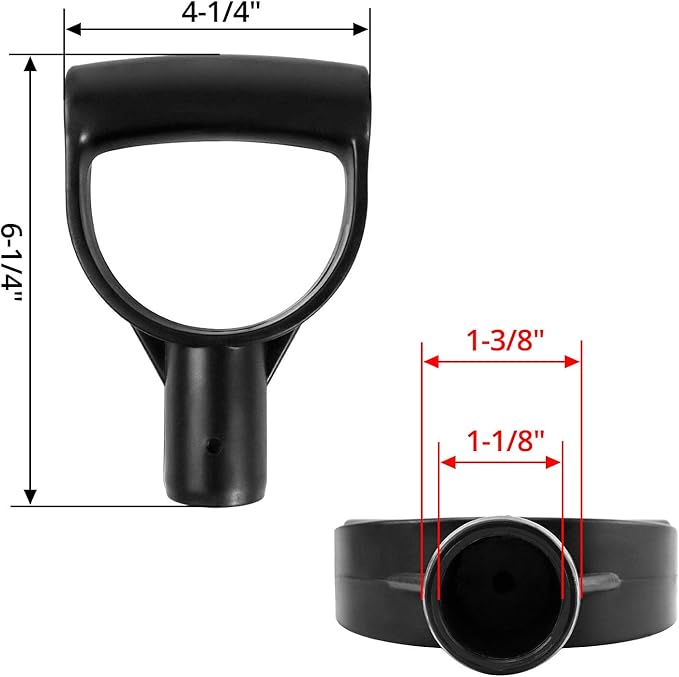 QWORK Shovel D Grip Handle, 1-1/8" Inside Diameter PVC D Shaped Grip Shovel Handle Replacement for Digging Raking Tools