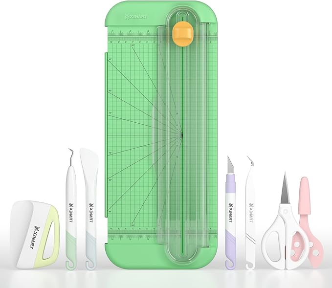 Xinart Paper Trimmer Tool Set A4 Craft Paper Cutter Weeding Tool Set Craft Knife/Weeder/Scraper/Spatula/Tweezers/Scissors Basic Tool Kit for Vinyl, Paper, Coupon, Label, Photo and Cardstock