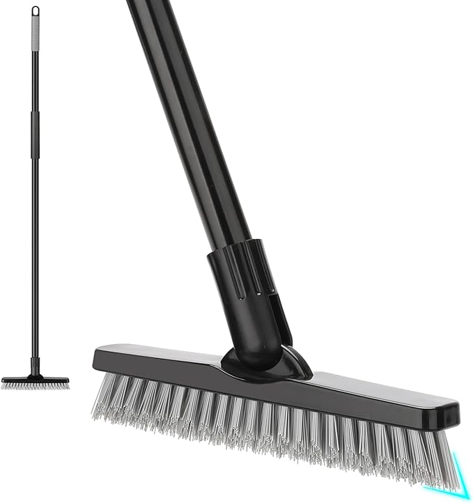Grout Brush for Tile Floors, Grout Scrubber with Long Handle, 49'' Shower Grout Cleaning Tool