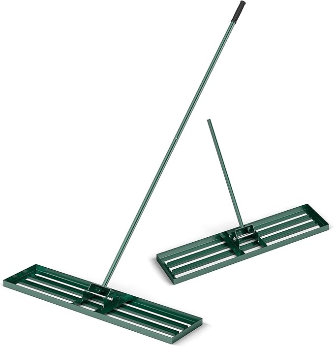 Goplus Lawn Leveling Rake, 42" x 10" Heavy Duty Level Lawn Tool w/ Ergonomic Handle for Soil, Effort-Saving Landscape Rake for Garden, Backyard, Golf Course, Farm, Pasture