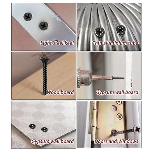 450 pcs M3 M4 M5 M6 Black Wood Screws Assortment Kit,High Hardness Carbon Steel Self-Tapping Screws,Phillips Drive Flat Head Screws Set Kit,Black Oxide,Full Thread,Countersunk Head