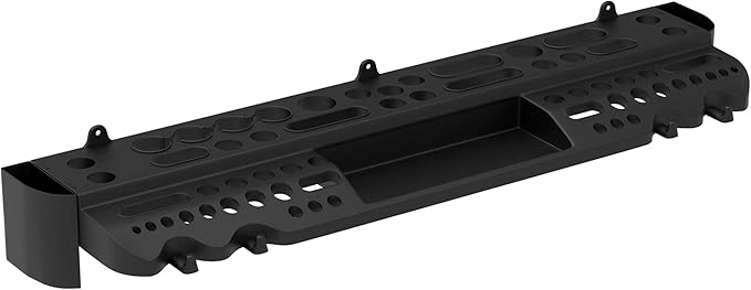 Tool Storage Shelf Wall Mount Utility Shelf Organizer Rack Has 61 Slots, 4 Hooks, 2 Compartments Garage Shelving and Tool Organizers by Stalwart