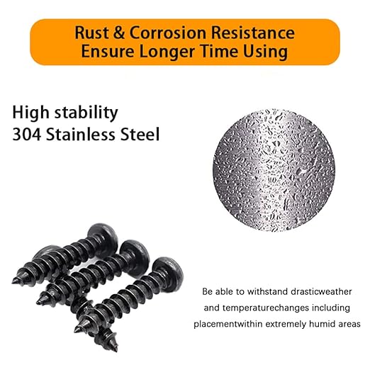 450 pcs M3 M4 M5 Black Wood Screws Assortment Kit,High Hardness Carbon Steel Self-Tapping Screws,Phillips Drive Pan Round Head Screws Set Kit,Black Oxide,Full Thread