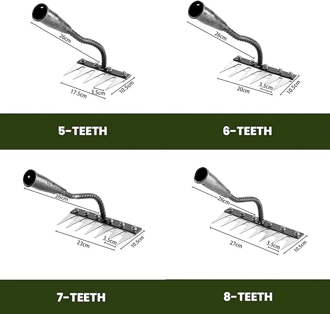 Iron Rake 2.0, Upgraded Iron Weeding Rakes 2.0, Iron Rake for Gardening and Weeding, Multifunctional Heavy-Duty Iron Rakes Gardening Hand Weeder Tools, Durable & Lightweight (7 Teeth)