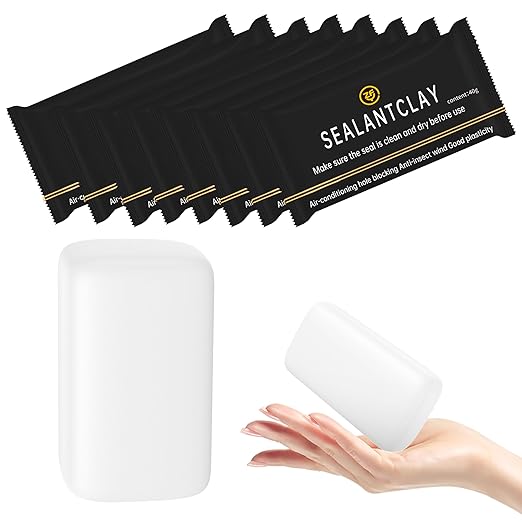 Quick Mending Mud & Waterproof White Sealant Putty (Pack of 8) - Ideal for Sealing: Air Conditioning Gaps, Wall Holes, and Drain Pipe Connections,Duct Seal Repair Sealing Clay.