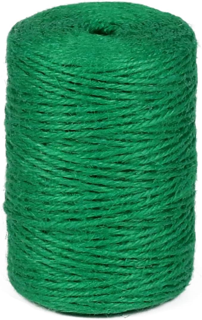 2mm 600ft Colored Natural Jute Twine String for Gift Wrapping Craft Baker Plant Christmas Ribbon Twine Handmade Arts Decoration Thin Packing String Home Decor