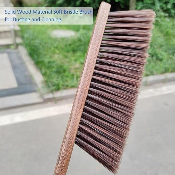 Hand Broom Brush,Natural Wooden Handle Soft Bristles Dusting Cleaning Brush,Light and Sturdy for Furniture,Bed,Car,Bench, Crevice Cleans
