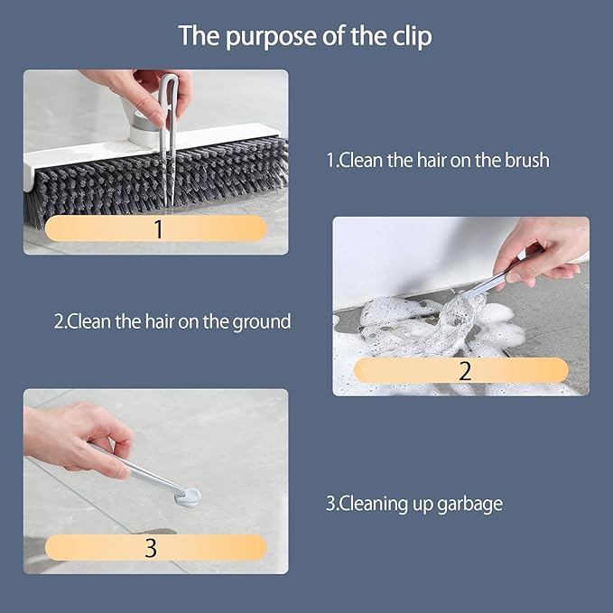 51" Adjustable 2-in-1 Push Broom: Ideal for Tile, Shower, Bathroom, Kitchen, Garage, Deck & Wall. Heavy-Duty Scraper and Stiff Bristles for Efficiently Scrubbing Tough Stains