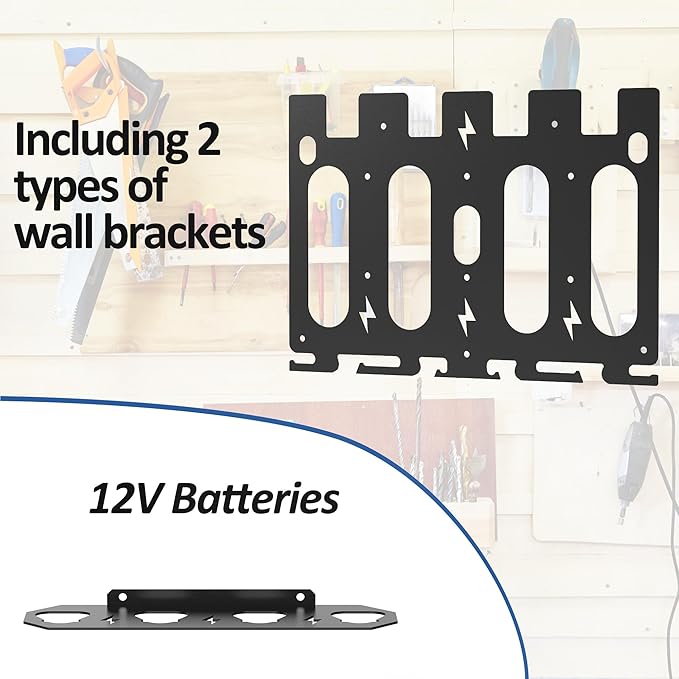 3-in-1 Metal Wall Mount Storage Rack for Milwaukee Chargers Batteries Drills,Battery and Charger Organizer, for 4x18V Batteries, M12-18C Chargers,M12-18FC Charger,M18 DFC,Power Tool Organizer