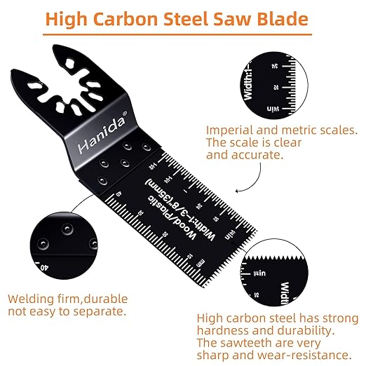 40 Pcs Oscillating Saw Blades Metal, Titanium Oscillating Tool Blades, Extra-Long Reach Multitool Blades Kit for Wood Plastics, Oscillating Multitool Saw Blades fit Dewalt Rockwell