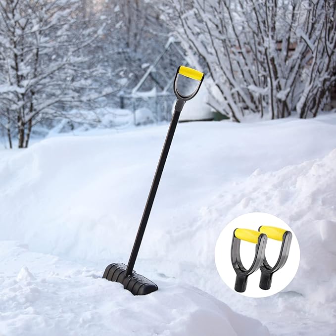 2 Pcs Plastic Shovel D Grip Handle, 32mm / 1.26" Inner Diameter Spade, for Digging Raking Tools, Yellow